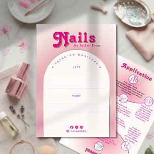 Feminines Milchig Rosa Ombre Press On Nail Display Dankeskarte