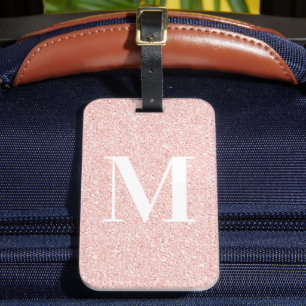 Feminines modernes Serif-Monogramm in Roségold-Gli Gepäckanhänger