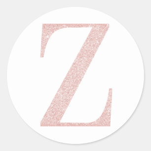 Feminines Monogramm Z in Rosa Gold Glitter Runder Aufkleber