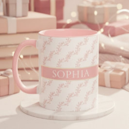 feminines Pink- und Gold-Blumenmonogramm personali Tasse