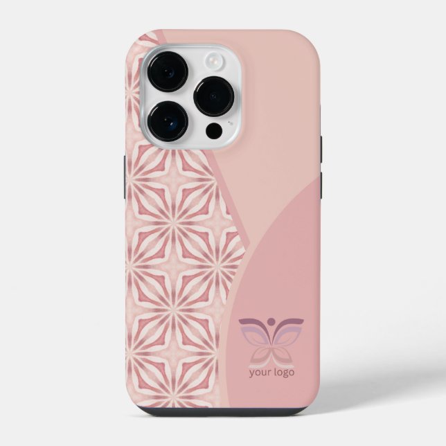 Feminines rosa Logo oder QR-Code geometrisches Mus iPhone Hülle (Rückseite)