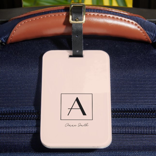 Feminines Rosa Monogramm Anfangsbuchstabe Skript C Gepäckanhänger (Vorderseite Insitu 2)