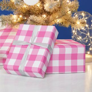 Feminines Rosa und Weiß gepunktetes Büffelkaromust Geschenkpapier