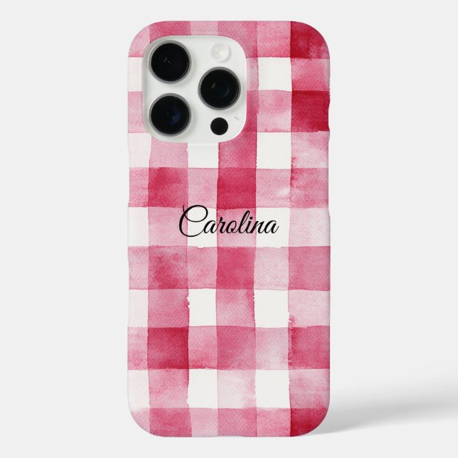 Feminines Rosa-Weiß-Kariert-Gestreift Case-Mate iPhone Hülle (Rückseite)