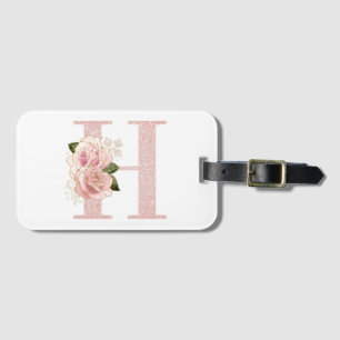 Feminines Roségold-Glitter-Monogramm H Gepäckanhänger