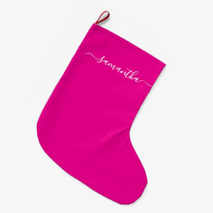 Feminines Signatur-Name Hot Pink Großer Weihnachtsstrumpf