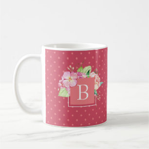 Feminines Wasserfarben-Blumenmonogramm Anfangsbuch Kaffeetasse