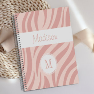 Feminines Zebradruck-Monogramm in Rosa Trend Planer