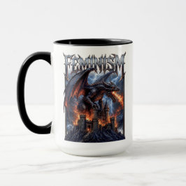 Feminismus-Drache-Brennendes-Schloss-Zerschmettere Tasse