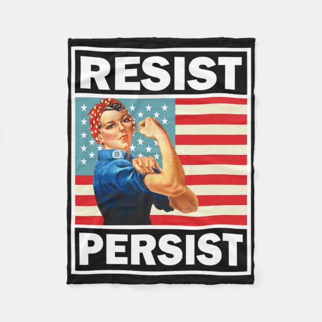 Feminismus Frauengeschenke Resist Persist Fleecedecke (Vorderseite)