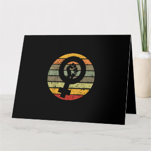 Feminismus Symbol Design Retro Vintag, 70er 80er 9 Karte