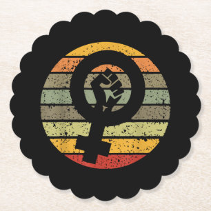 Feminismus-Symbol-Design Retro Vintage, 70er 80er Untersetzer