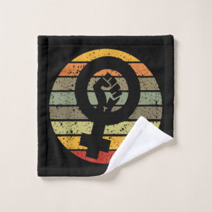 Feminismus Symbol Design Retro Vintager 70er 80er Waschlappen