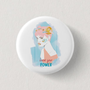 Feminismus Zitat Know Your Power Girl Illustration Button