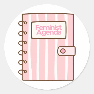 Feminist Agenda Pink Book Design | Cute Girly Femi Runder Aufkleber