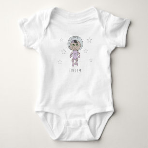 Feminist Baby Girl Astronaut Dream Doodle und Name Strampler