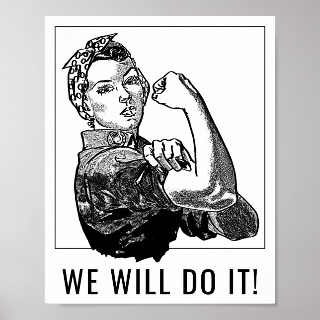 Feminist Can-Do Rosie-The-Riveter Grafiklinie Poster (Vorne)