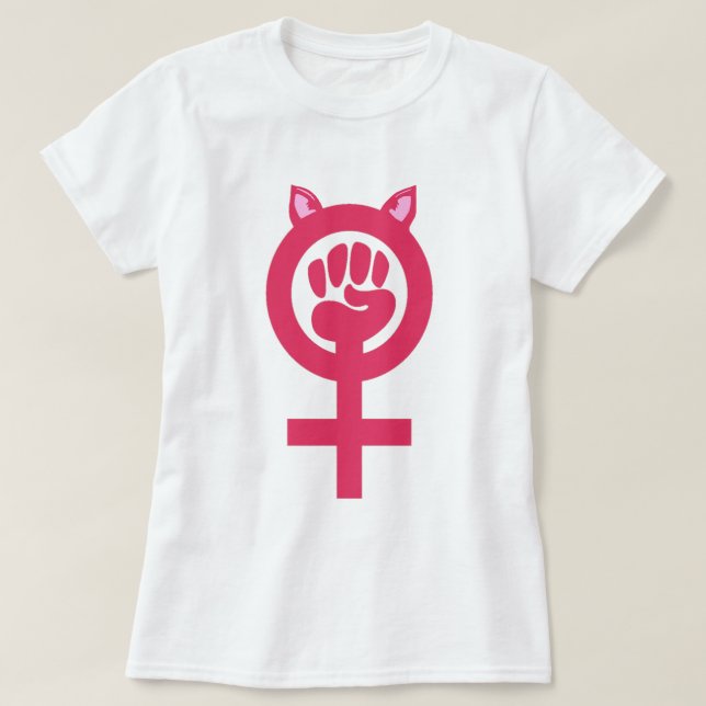 Feminist Fist Pink Pussy Power Frauenfeind März T-Shirt (Design vorne)