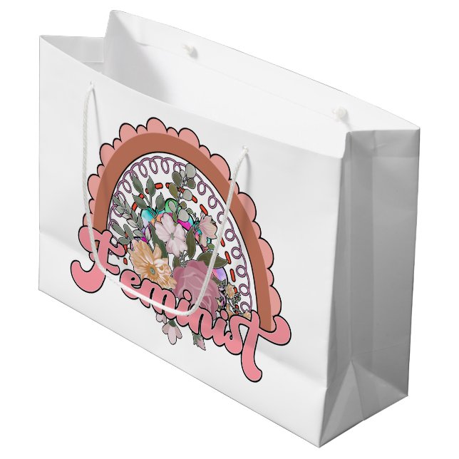 Feminist Gift Bags Große Geschenktüte (Vorderseite Schrägansicht)