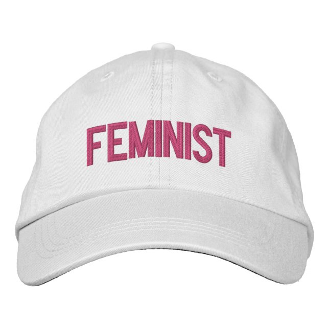 Feminist heiß rosa weiß modern bestickt bestickte baseballkappe (Vorderseite)