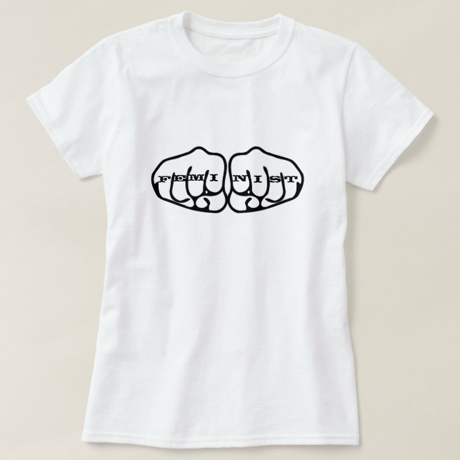 Feminist Knuckle Tattoos T - Shirt (Design vorne)