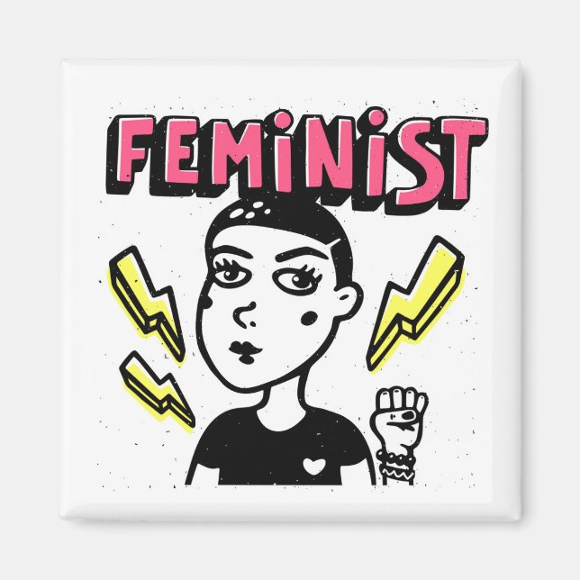 Feminist Pop Art Girl Magnet (Vorne)