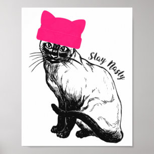 Feminist Resist Cat Pink Hat Bleibe Eklig Siam Poster