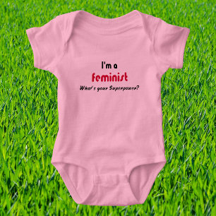 Feminist Super Power Slogan Baby Strampler