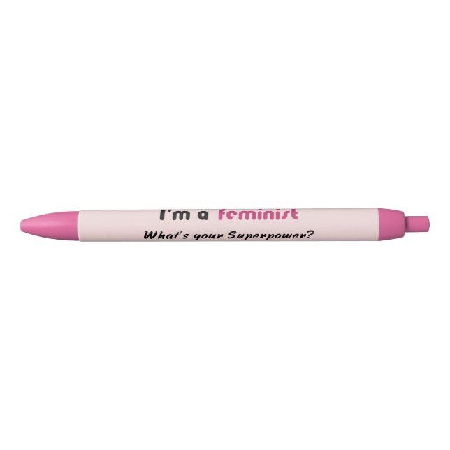 Feminist Super Power Slogan pink Kugelschreiber (Vorderseite)