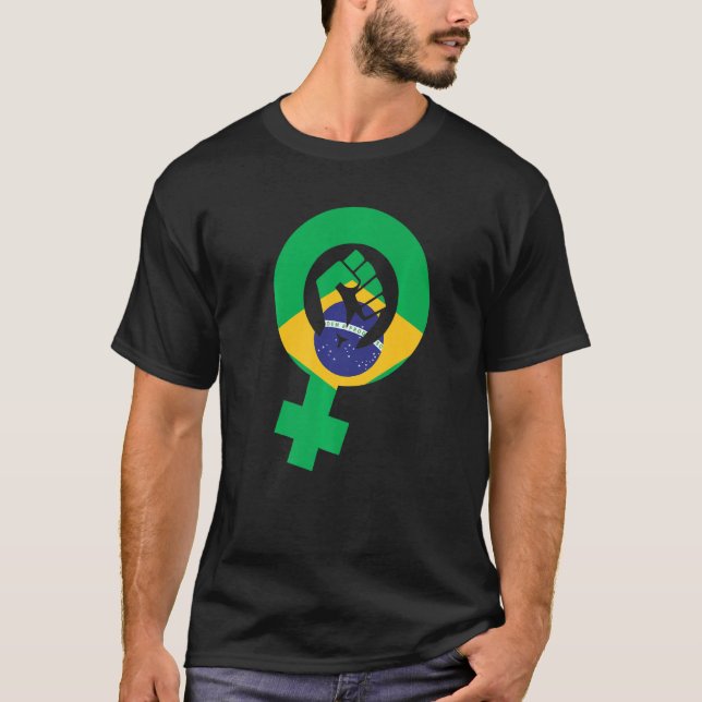 Feminist Symbol Brazil Flag T-Shirt (Vorderseite)