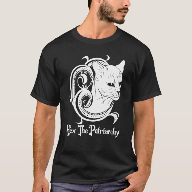 Feminist Witch Black Cat Hex The Patriarchy T-Shirt (Vorderseite)