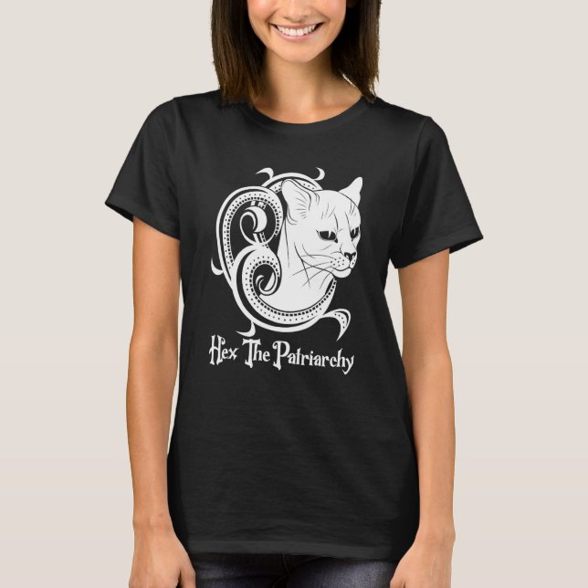 Feminist Witch Black Cat Hex The Patriarchy T-Shirt (Vorderseite)
