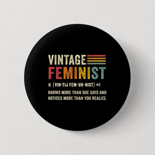 Feministin Definition weiß mehr als sie sagt Retro Button (Vorderseite)