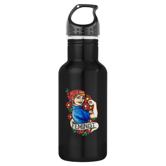 Feministin Edelstahlflasche (Vorderseite)