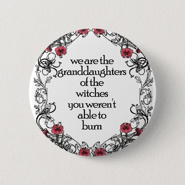 Feministin Hexe Button (Vorderseite)