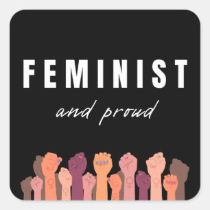 Feministin und stolz quadratischer aufkleber