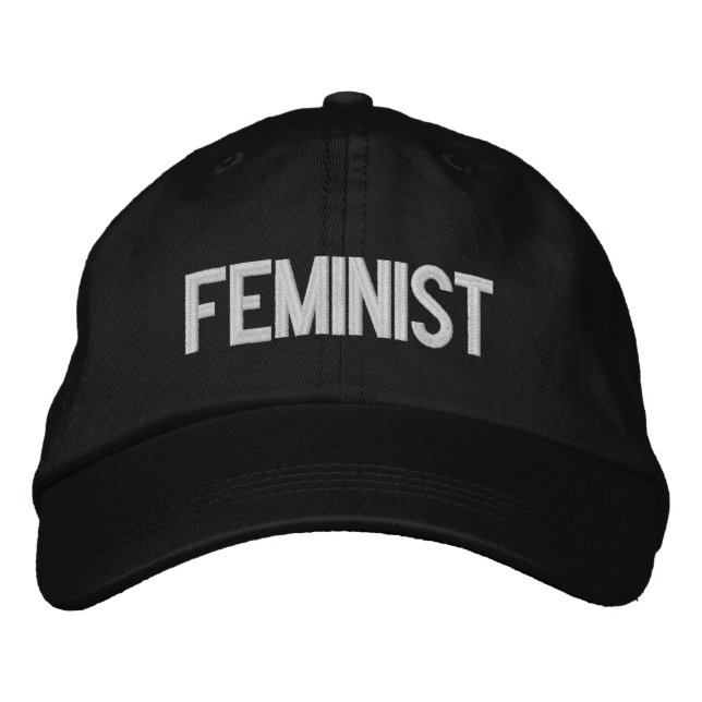Feministisch Schwarz-weiß modern kühl Bestickte Baseballkappe (Vorderseite)