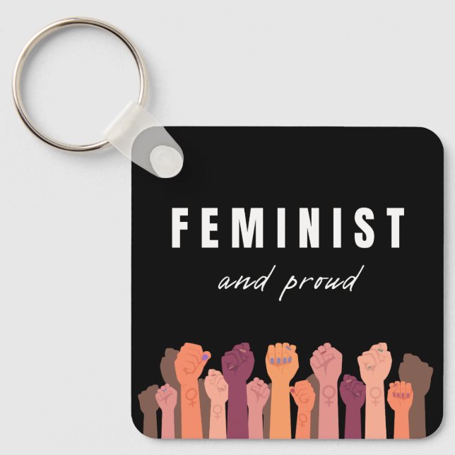 feministisch und stolz schlüsselanhänger (Vorderseite)