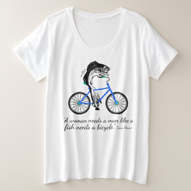 Feministische Fische, die Fahrrad fahren (mit Große Größe T-Shirt (Design vorne)