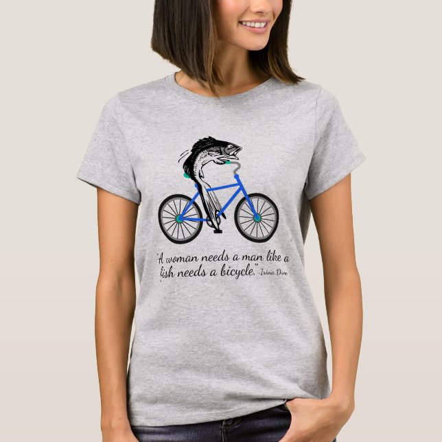 Feministische Fische, die Fahrrad fahren (mit T-Shirt (Vorderseite)