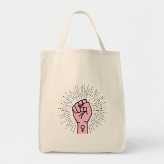 Feministische Hand mit Frauensymbol Tragetasche