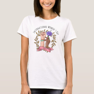 Feministische Hände halten Blumen Frauentag T-Shirt