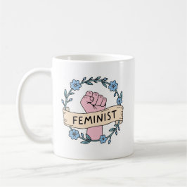 Feministische Kaffeetasse mit Blumenmuster