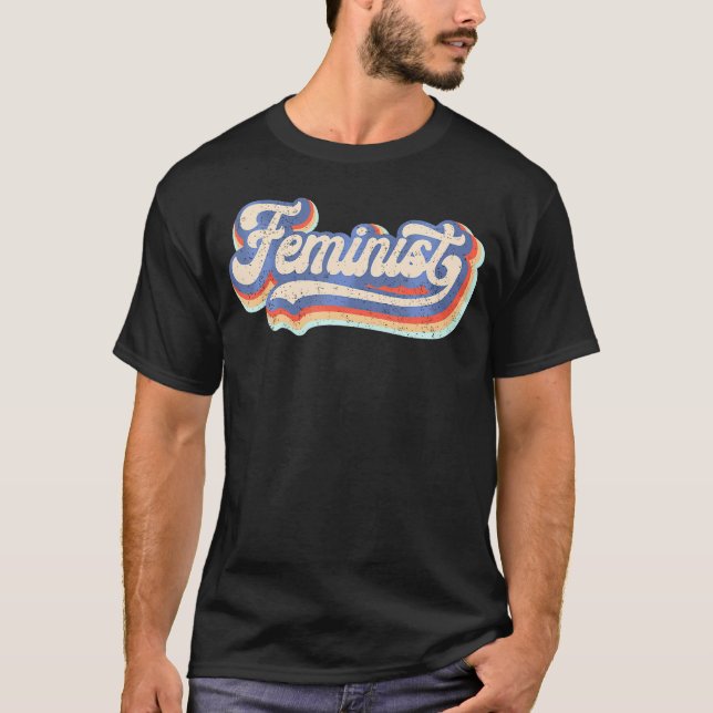Feministischer 70er Rainbow Feminism T-Shirt (Vorderseite)