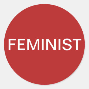 Feministischer, fett weißer Text auf roten Aufkleb Runder Aufkleber