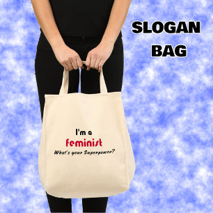 Feministischer SuperPowerrosaslogan Tragetasche