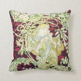 Femme à marguerite - Mucha daisy textile repro Kissen