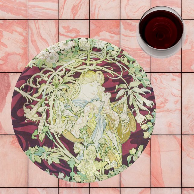 Femme à marguerite - Mucha daisy textile repro Pappteller (Von Creator hochgeladen)