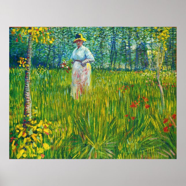 Femme dans un Jardin (van Gogh) Poster (Vorne)