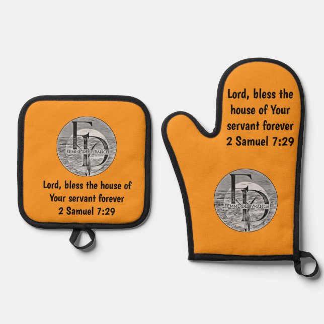 Femme Delivrance  Ofenhandschuh & Topflappen-Set (Vorderseite)